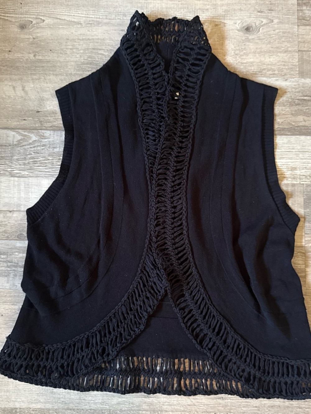 Black Crochet Trim Sleeveless Vest size M